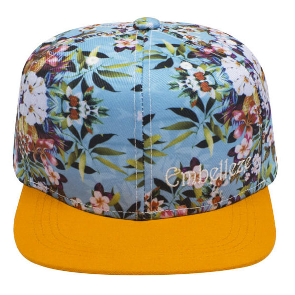 Boné floral aba reta bordado - frente