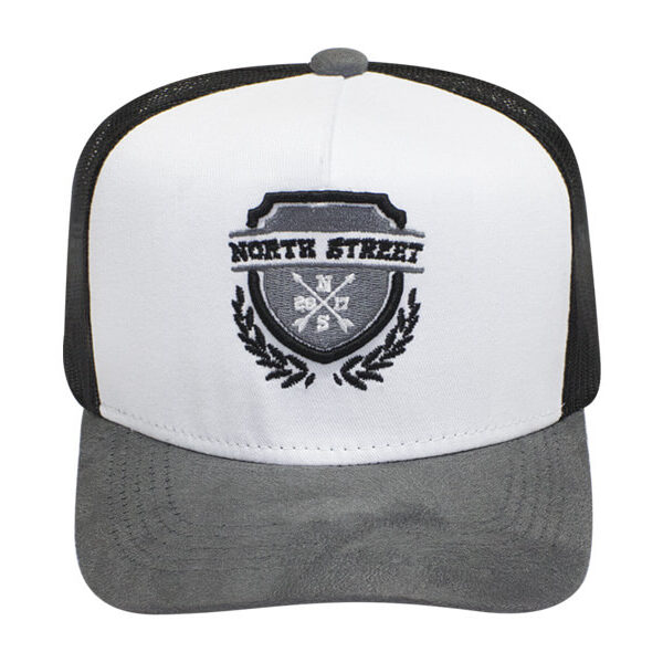 Boné trucker de tela e suede - Frente