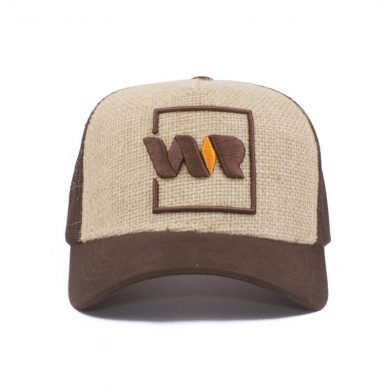 Foto boné trucker de juta e tela - Frente