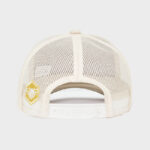 Boné trucker em veludo e tela bege - Traseiro