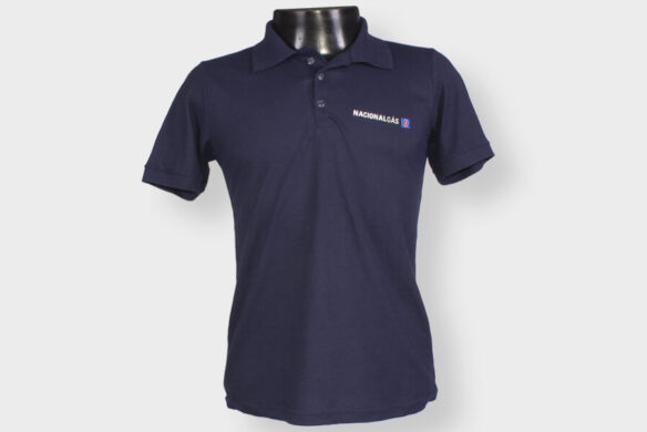 Camiseta polo azul marinho em malha cardada Ref:1113